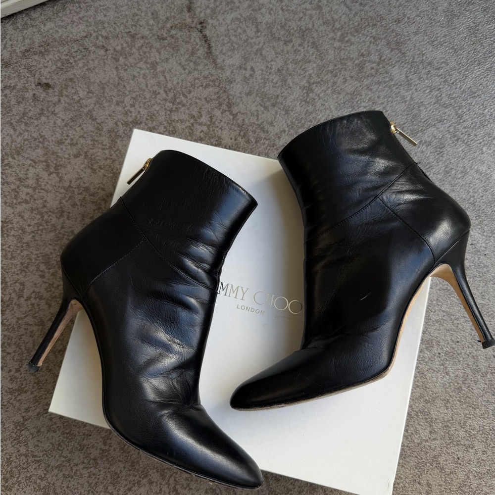 Jimmy Choo Black Leather Ankle Boots